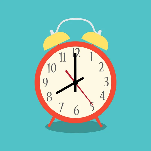 Relógio Alarme Vermelho Estilo Cor Brilhante Isolado Ilustração Vetorial — Vetor de Stock