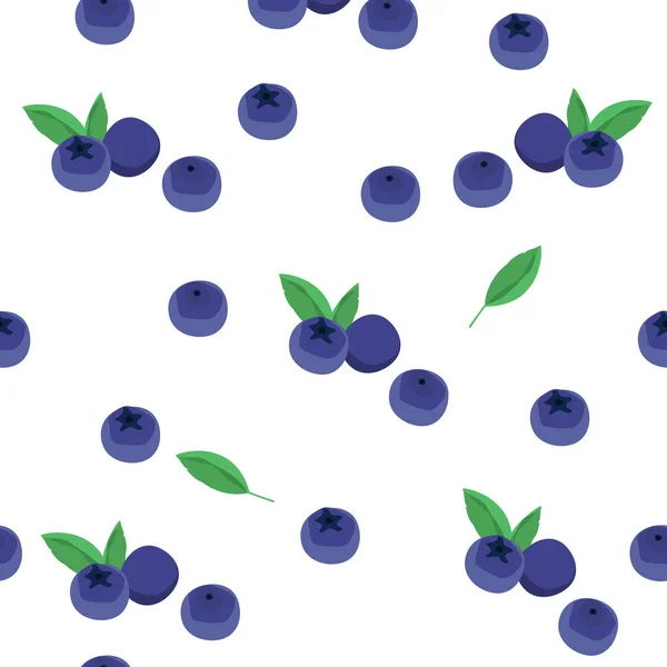 Blueberry Vektor Nahtloses Muster Natürliche Frische Schmackhafte Blaubeeren Auf Weiß — Stockvektor