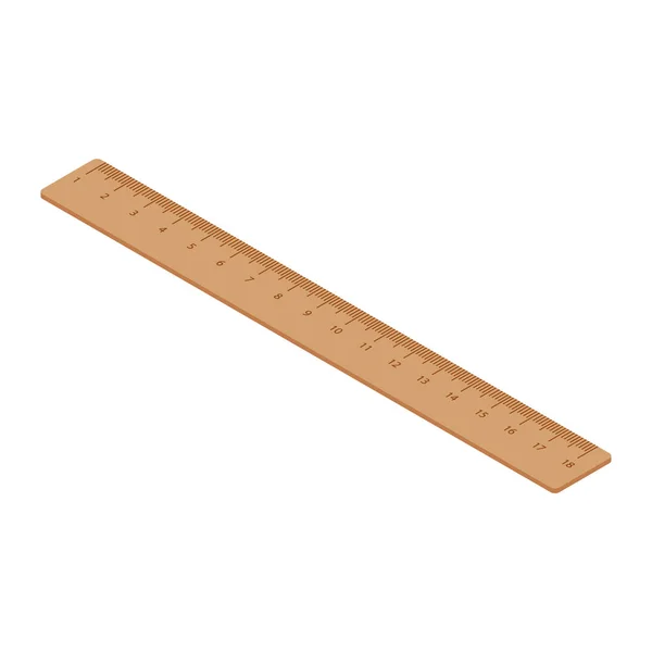 Retro Lineal Aus Holz Isoliert Auf Weißem Hintergrund Maßstab Isometrische — Stockvektor