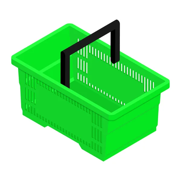 Panier Vide Vert Isolé Sur Fond Blanc Vue Imprenable Vecteur — Image vectorielle