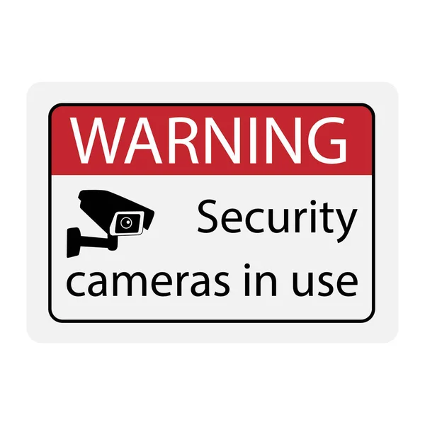 使用中のセキュリティカメラに警告する — ストックベクタ