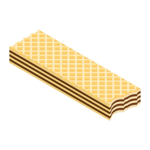 Crispy Wafer Chocolate Cream Flavor Isometric View Isolated White Background — Stock Vector