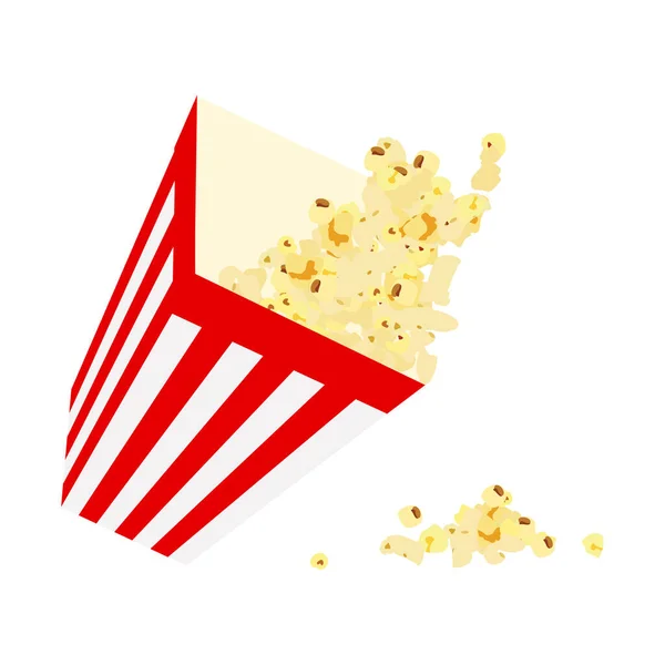 Papierowy Kubek Popcornem Wiadro Popcornem Paski Wektor — Wektor stockowy