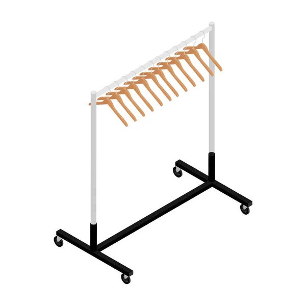 Roupeiro Vazio Prateleira Com Cabides Vista Isométrica Isolada Vetor Fundo —  Vetores de Stock