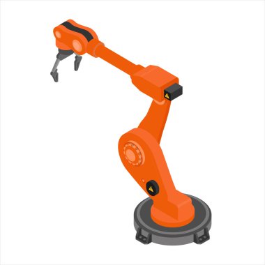 Beyaz arkaplan izometrik görünümünde izole edilmiş robot kol.