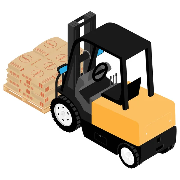 Forklift Güvenilir Ağır Yükleyici Tahta Palet Üzerinde Kargo Çimento Torbaları — Stok fotoğraf