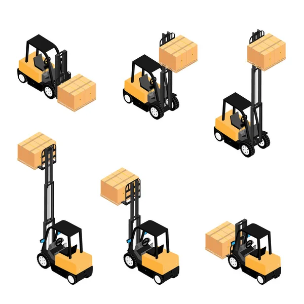 Forklifts Reliable Heavy Loaders Trucks Transporting Cargo Cardboard Boxes Heavy — Stock Photo, Image