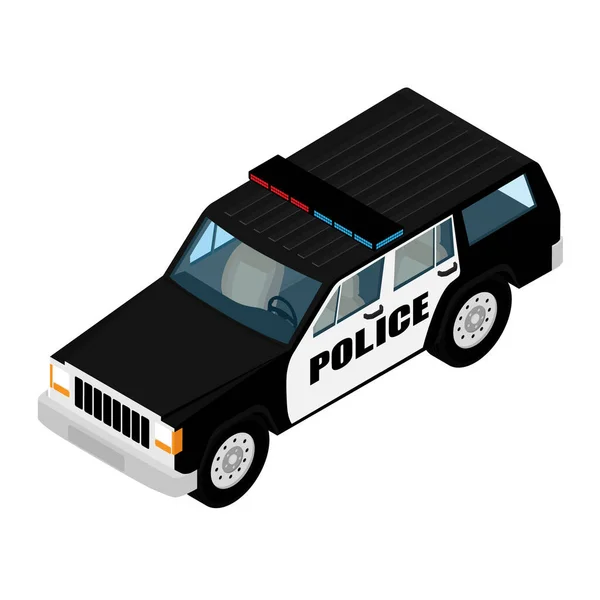 Izometrický Pohled Policejního Auta Izolovaný Bílém Pozadí Policejní Transport — Stock fotografie
