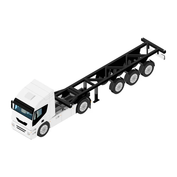 Transporte Pesado Semi Caminhão Sem Recipiente Isométrico Vista Isolada Sobre — Fotografia de Stock