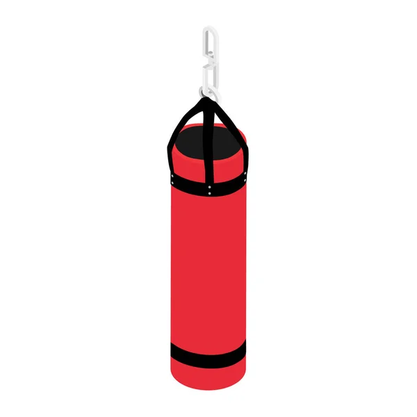 赤のボクシングバッグアイソメトリックビュー パンチバッグラスター ボクシングバッグは白の背景に隔離 — ストック写真