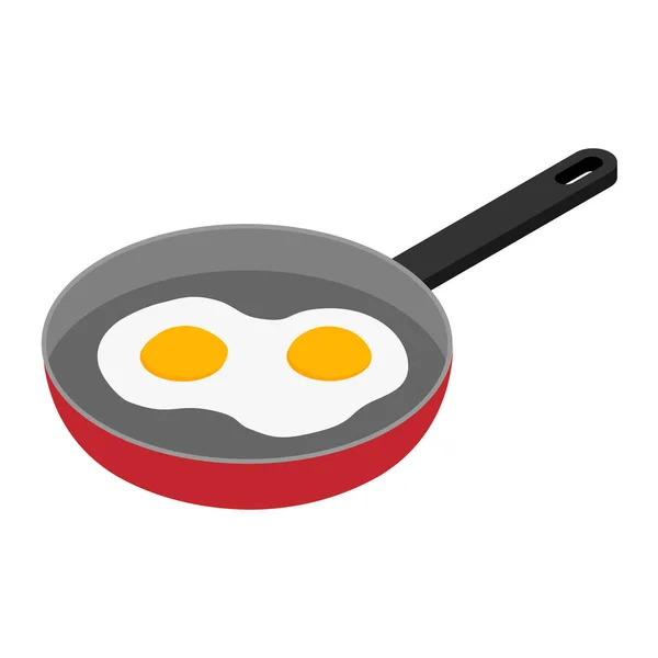 Gefrituurde Eieren Een Koekenpan Geïsoleerd Eten Ontbijt Gezond Voedsel — Stockvector