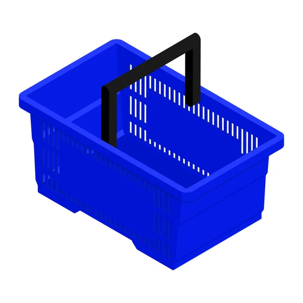 Blauer Leerer Warenkorb Isoliert Auf Weißem Hintergrund Isometrische Sicht Vektor — Stockvektor
