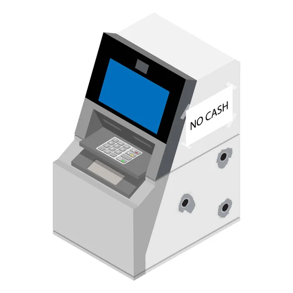 Koncept Krádeže Zloděj Krade Peníze Místa Činu Bankomatu Poškozený Bankomat — Stockový vektor