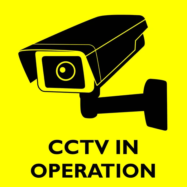 Attention Cctv Operation Yellow Sign — Stock Vector