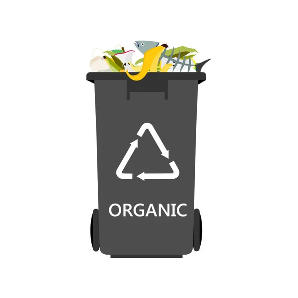 Cinza Pode Com Classificada Ícone Vetor Lixo Oragânico Reciclagem Separação — Vetor de Stock