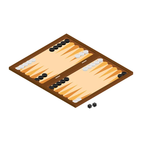 Raster Illustration Isometrisches Backgammon Holzbrett Und Chips Für Das Spiel — Stockfoto