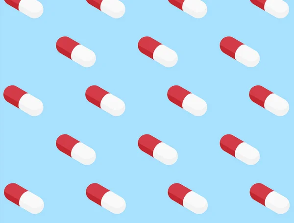 Capsule Pills Pattern Blue Background Raster — Stock Photo, Image