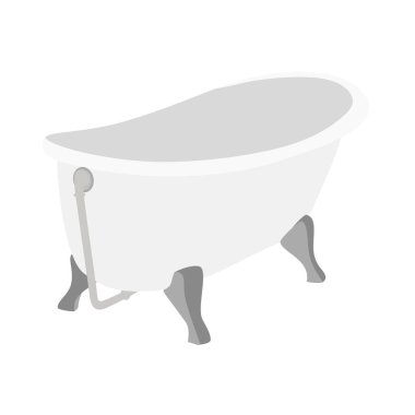 Banyo beyaz arka planda izole edilmiş. Tasarım banyosu elementi. Banyo zamanı. raster illüstrasyonu