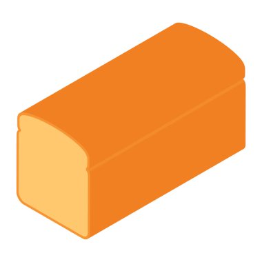 Ekmek izometrik görünümü beyaz arkaplanda izole edildi. Tost ekmeği. raster