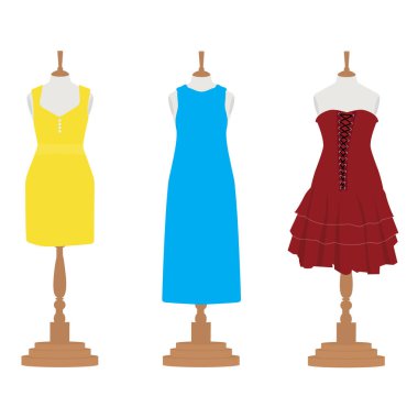 Şirin bir kadın manken gibi giyiniyor. Zarif tasarım bayan elbise koleksiyonu. Raster illüstrasyonu arka planda izole edildi