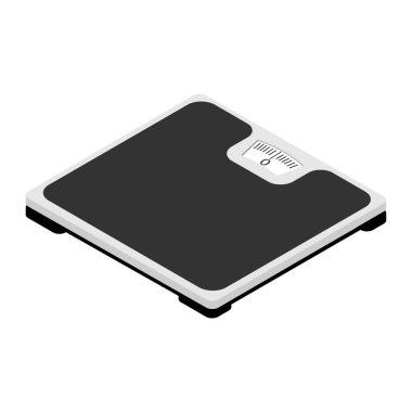 Banyo zemininin izometrik görüntüsü beyaz arka planda izole edilmiş. Kilo verme konsepti. raster