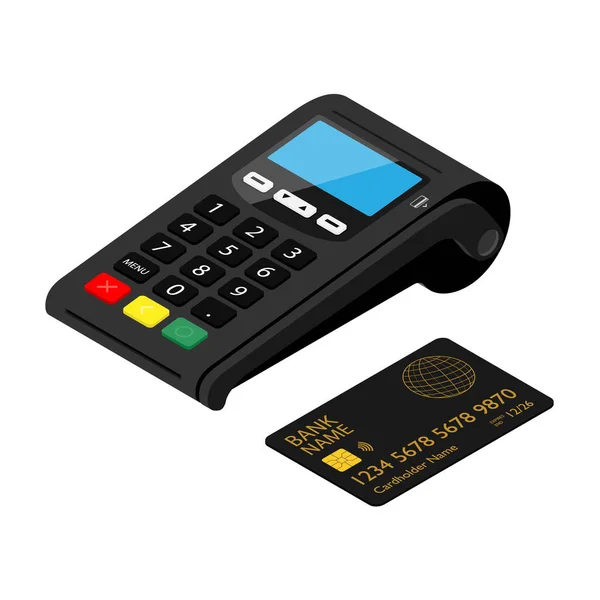 Terminal Pos Machine Paiement Carte Crédit Bancaire Isolé Sur Fond — Photo