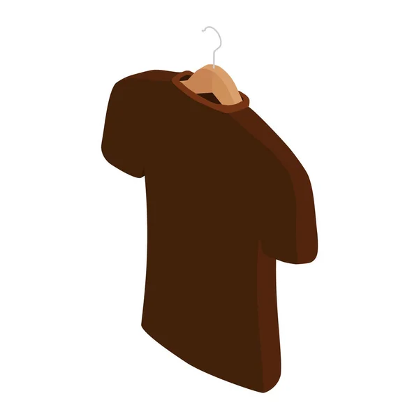 Brown t-shirt on hanger, clothes on isolated white background. raster. Isometric view