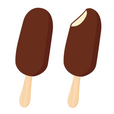 Eskimo turtalı dondurma beyaz arka planda izole edilmiş. Isırılmış dondurma. Vektör