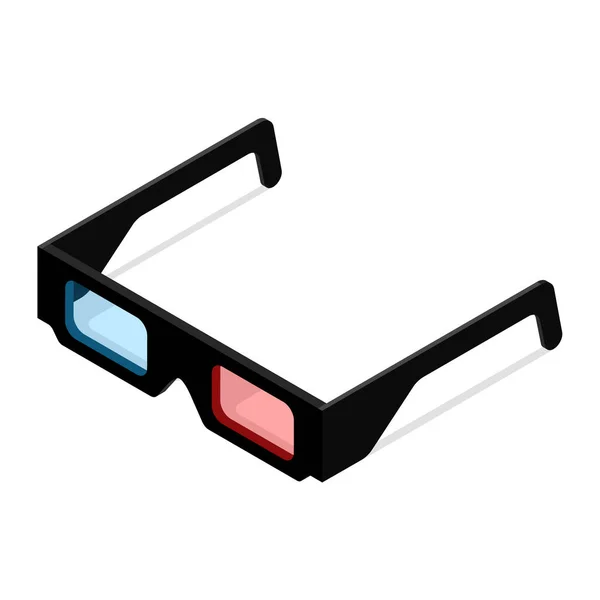 黑色3D眼镜 白色背景隔离 等距视图 — 图库矢量图片