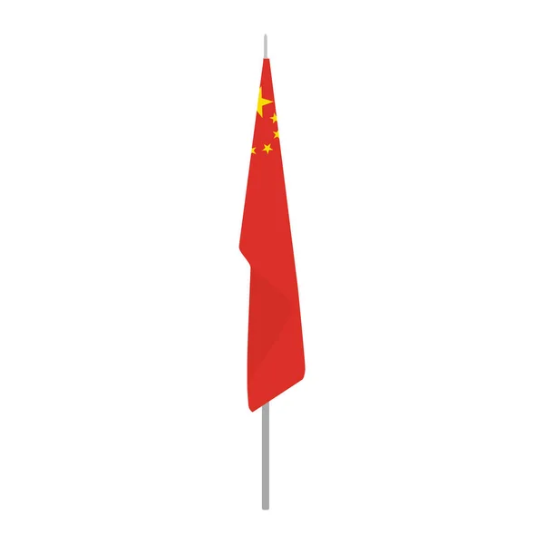 Bandera China Stand Palo Bandera China Aislado Sobre Fondo Blanco — Vector de stock