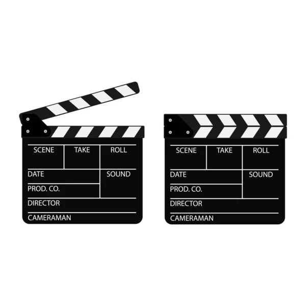 Film Clappers Táblák Elszigetelt Fehér Háttérrel Üres Mozi Tapsoló Vektor — Stock Vector