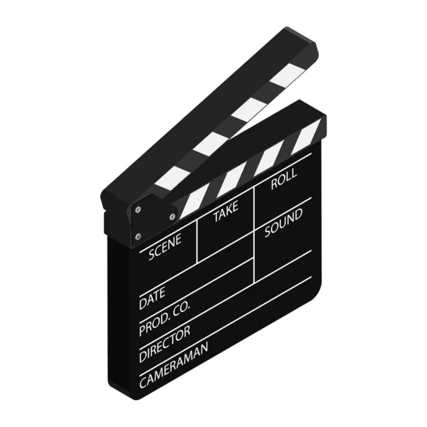 Film Tapsoló Tábla Elszigetelt Fehér Háttérrel Üres Mozi Tapsoló Vektor — Stock Vector