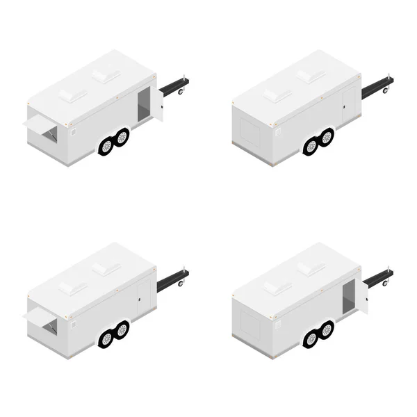 Comida Remolque Vector Aislado Sobre Fondo Blanco Vista Isométrica — Archivo Imágenes Vectoriales