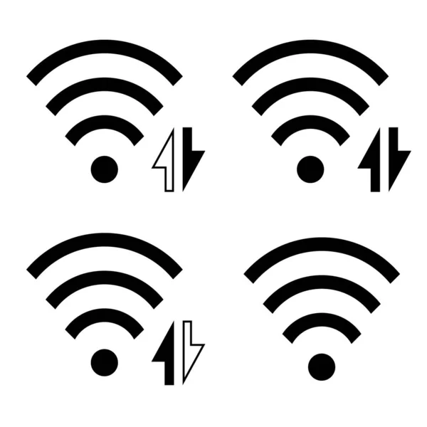 Conjunto Ícones Sem Fio Coleção Símbolo Sinal Wifi Vetor — Vetor de Stock