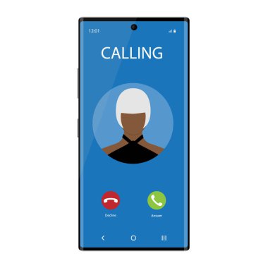 Gelen Arama Ekran Kullanıcı Arayüzü ile akıllı telefon. İletişim konsepti