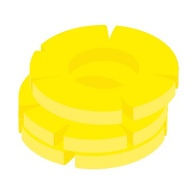 Beyaz arka planda izole edilmiş dilimlenmiş ananas. Isome Manzarası. raster