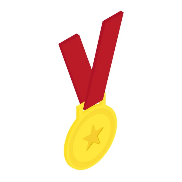 Gouden Medaille Pictogram Isometrische Weergave Geïsoleerd Witte Achtergrond Raster — Stockfoto