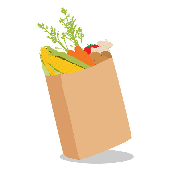 Eco shopping bags. Paper bags with vegetables. Shopping raster concept