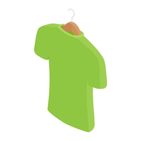 Groen Shirt Hanger Kleding Geïsoleerde Witte Achtergrond Een Raster Isometrische — Stockfoto