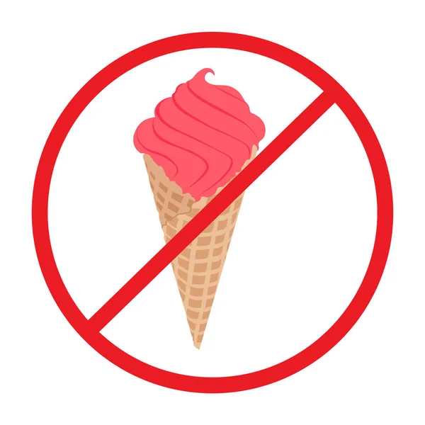 No eating sign raster illustration. No ice cream symbol. No ice cream sign. Warning and forbidden