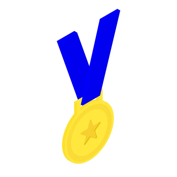 Icono Medalla Oro Vista Isométrica Aislada Sobre Fondo Blanco Raster —  Fotos de Stock