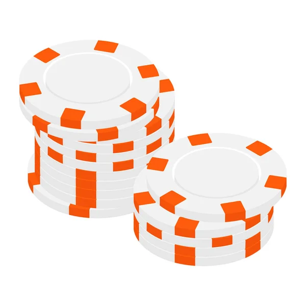 Casino Chips Stapelt Isometrische Weergave Geïsoleerd Witte Achtergrond Raster — Stockfoto