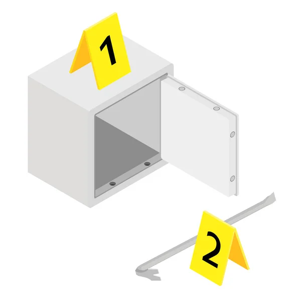 Caja Fuerte Palanca Metal Acero Con Marcadores Evidencia Amarilla Vista —  Fotos de Stock