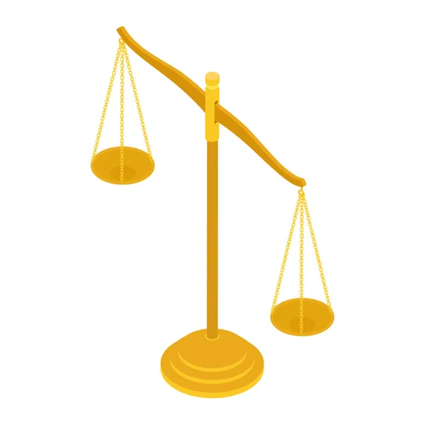 Balança Latão Dourado Isolada Sobre Fundo Branco Sinal Justiça Advogado — Fotografia de Stock