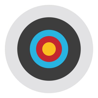 Okçuluk hedefi, beyaz arka planda izole edilmiş. Hedefi vuruyorum. İş konseptindeki hedefe ulaşmak. Hedef vektör simgesi
