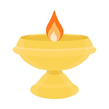 Beyaz arka planda izole edilmiş pirinç diya yağ lambası. Işık Festivali Mutlu bayramlar. Vektör illüstrasyonu