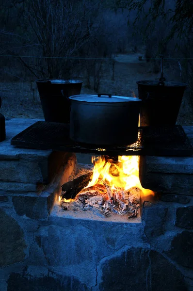 Perfect Way End African Day Great Cook Out Fire — Stock Photo, Image