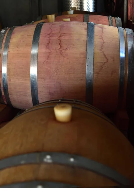 Stacked Wine Barrels Garage Used Making Wine Garagiste — Stock Photo, Image