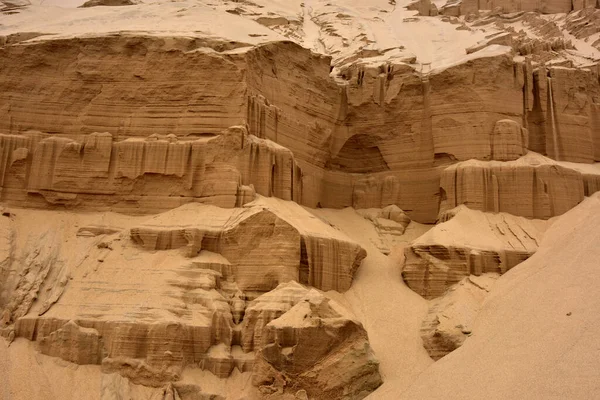 纳米布沙漠的一堵被风吹走了的石灰墙 — 图库照片