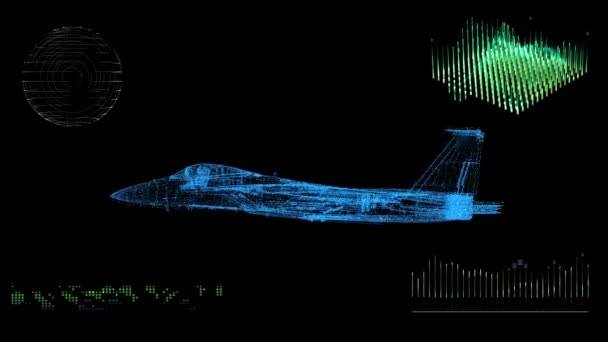 Ein Animiertes Modell Eines Kampfjets Weltraum — Stockvideo